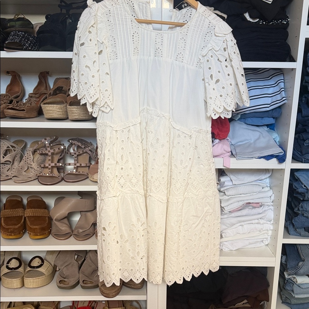 Sea White Eyelet Mini Dress